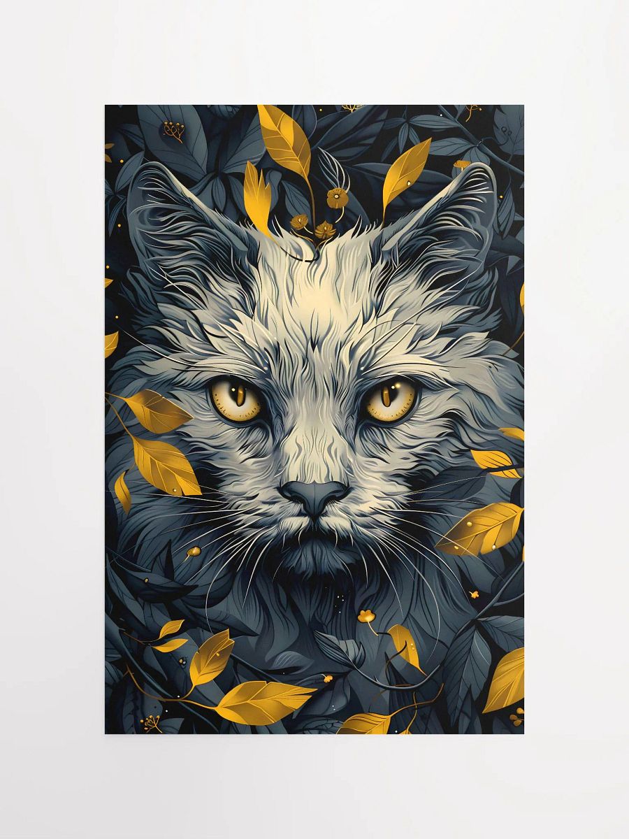 Autumn Whispers: Enigmatic Cat Face with Golden Eyes Art Matte Poster product image (2)