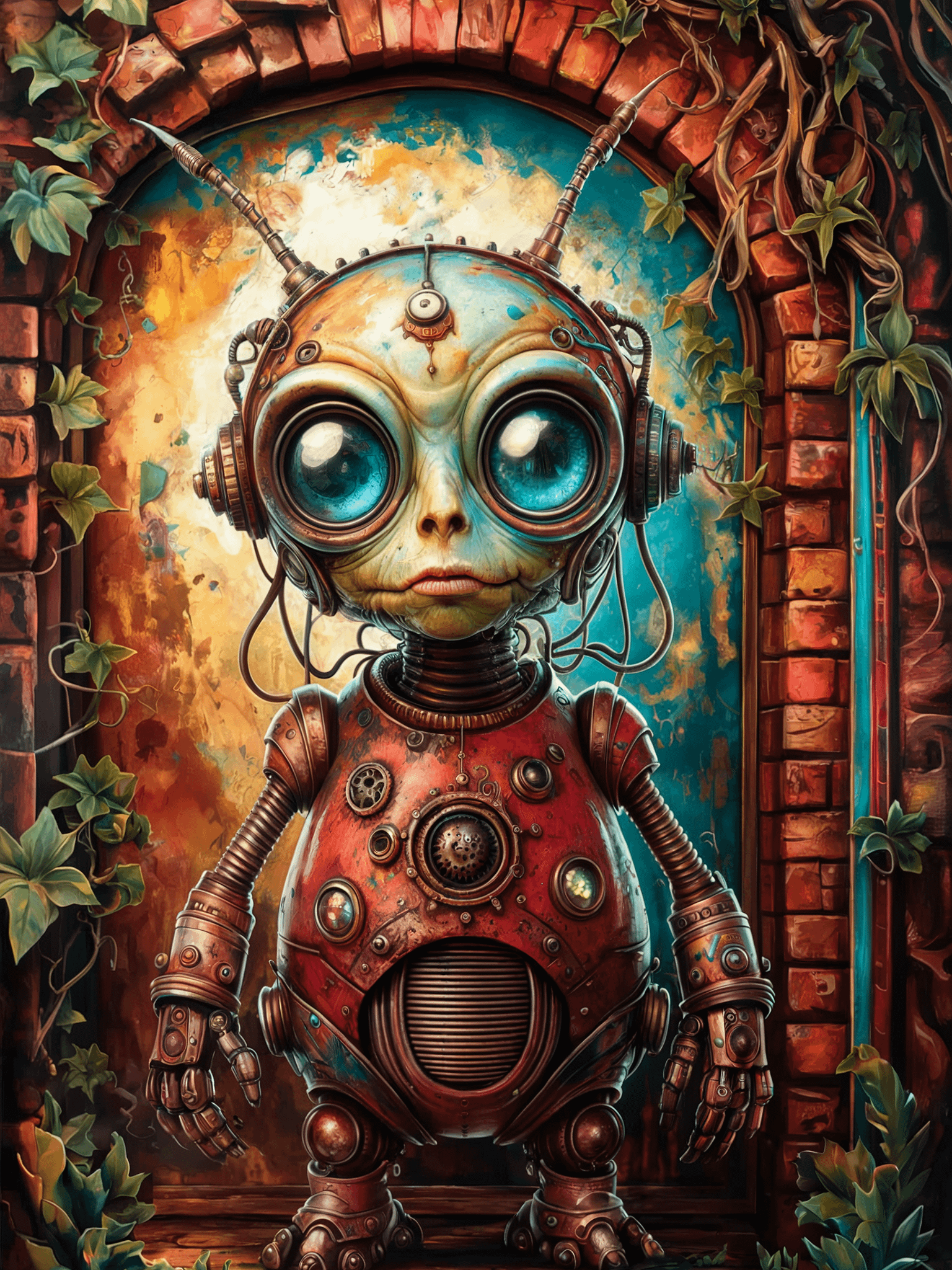 Steampunk Alien Robot Poster – Retro-Futuristic Sci-Fi Wall Art product image (1)