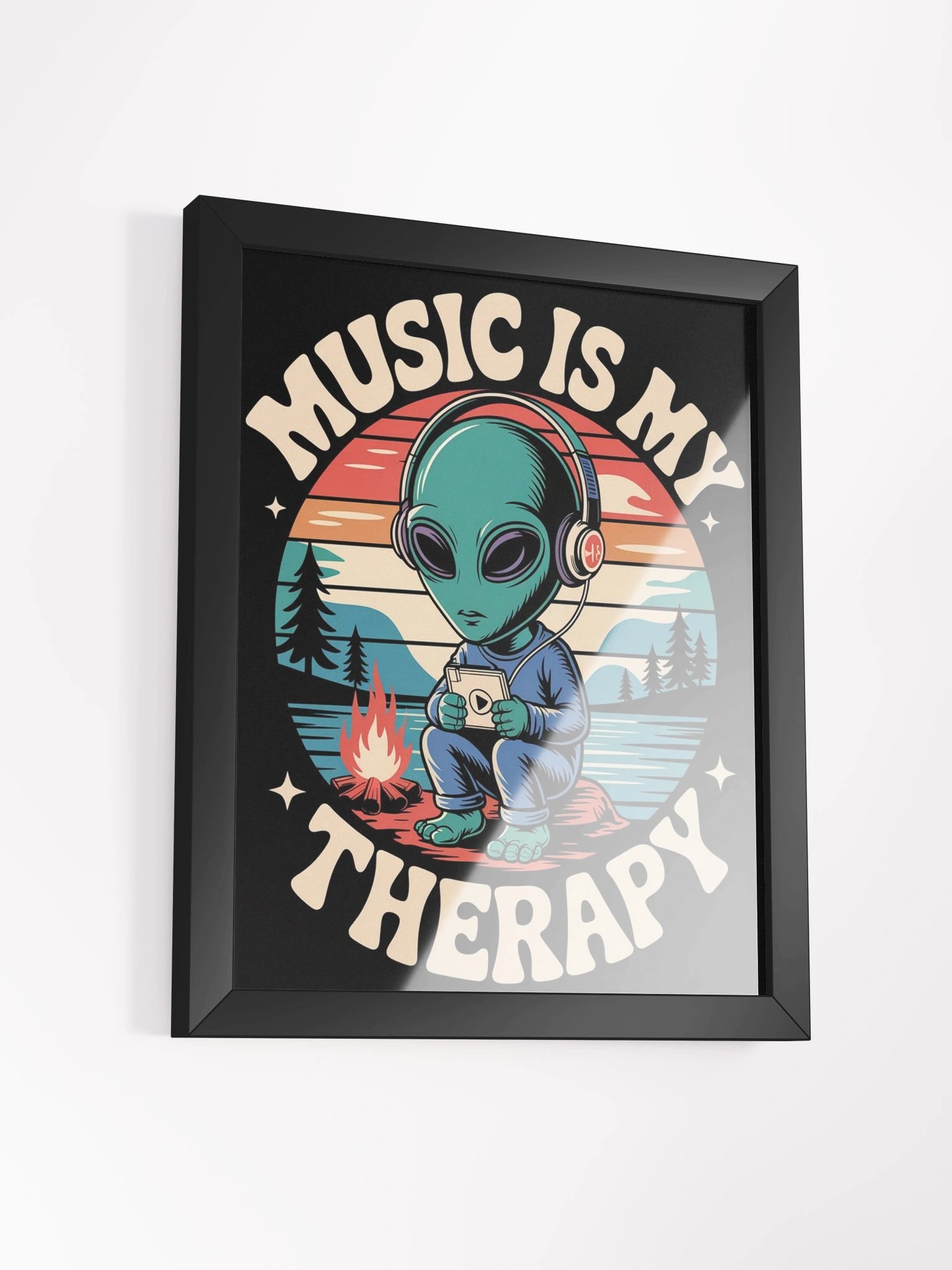 Music Is My Therapy Framed Matte Wall Art Canvas product image (5)