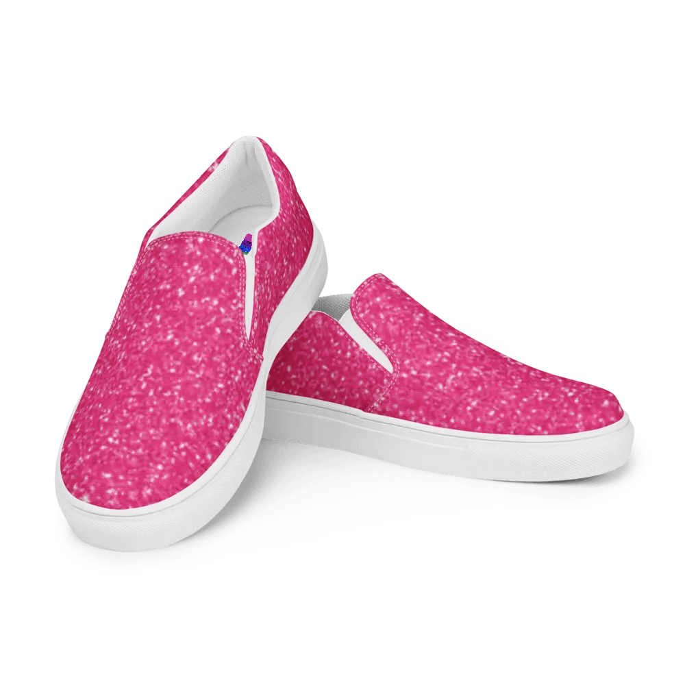 Sparkling Pink Glitter Women's Slip-On Shoes product image (11)