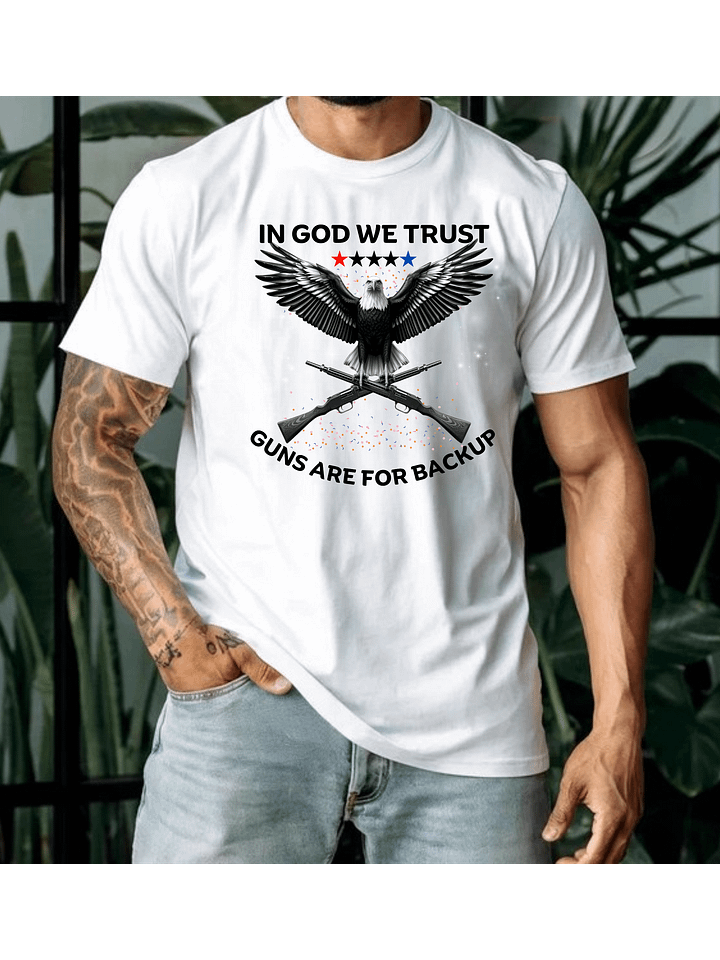 In God We Trust Patriotic Eagle T-Shirt - American Flag Independence Design - USA Freedom Guns Backup Tee product image (25)