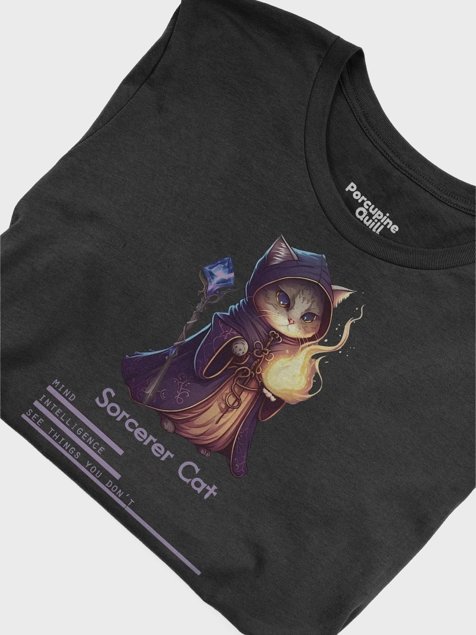 RPG Sorcerer Cat unisex short sleeve T-shirt for gamers and cat lovers product image (5)