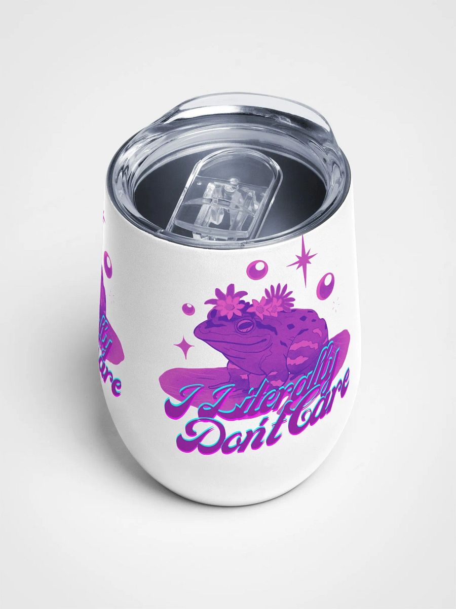 I literally don't care Sassy Frog Wine Tumbler product image (4)