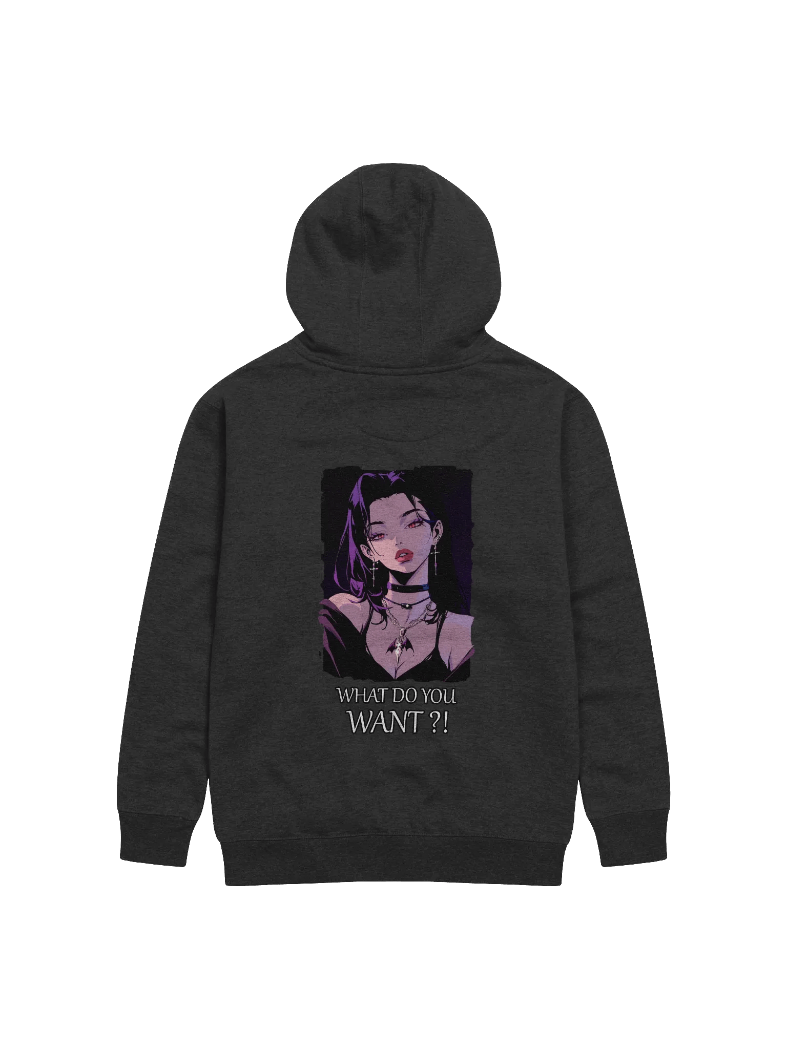 "What do you want ?!" Back Unisex Printed Hoodie. product image (2)