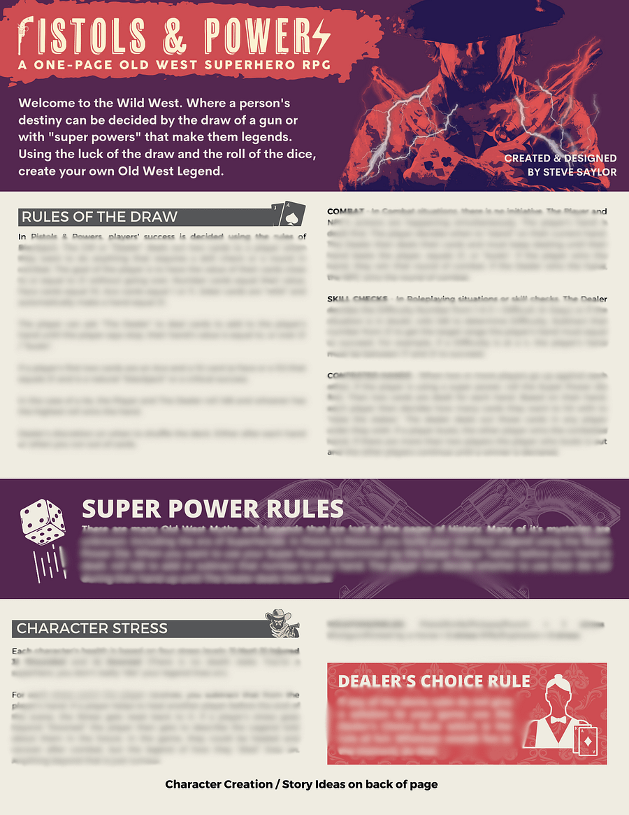 Pistols & Powers - A One-Page Old West Superhero RPG product image (2)