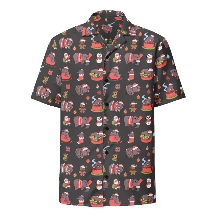 MOODENG'S BLACK CHRISTMAS HAWAIIAN SHIRT! product image (6)
