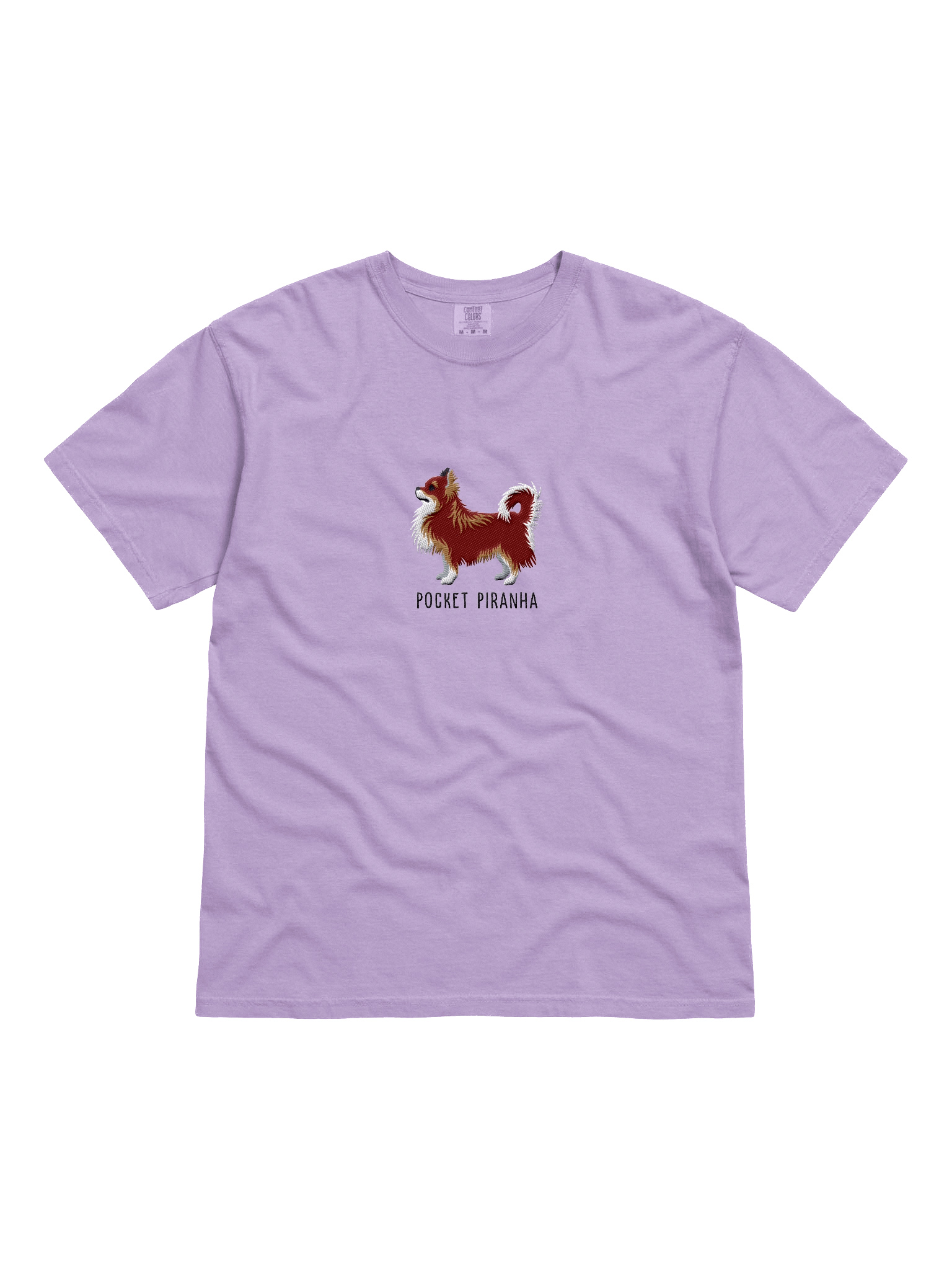 Pocket Piranha T-Shirt(Embroidered) of a Longhaired Chihuahua(Chocolate) product image (31)