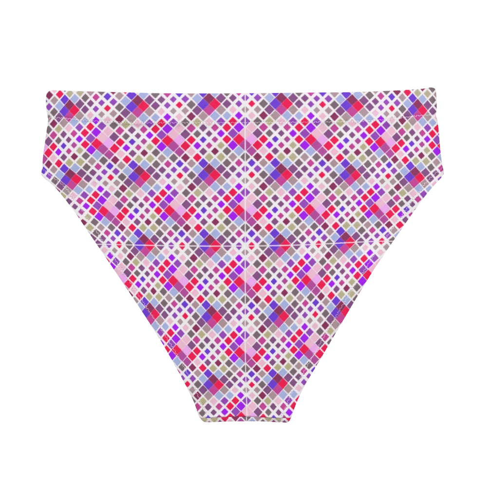 Colorful Square Pattern Design High Waist Bikini Bottom product image (2)