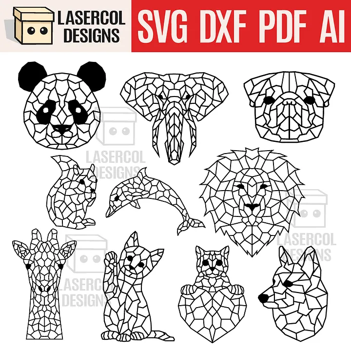 Geometric Animals Set Bundle - Laser Cut Files product image (1)