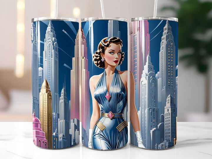 Art Deco Flapper Girl 20 oz Skinny Stainless Steel Tumbler - v2 product image (2)