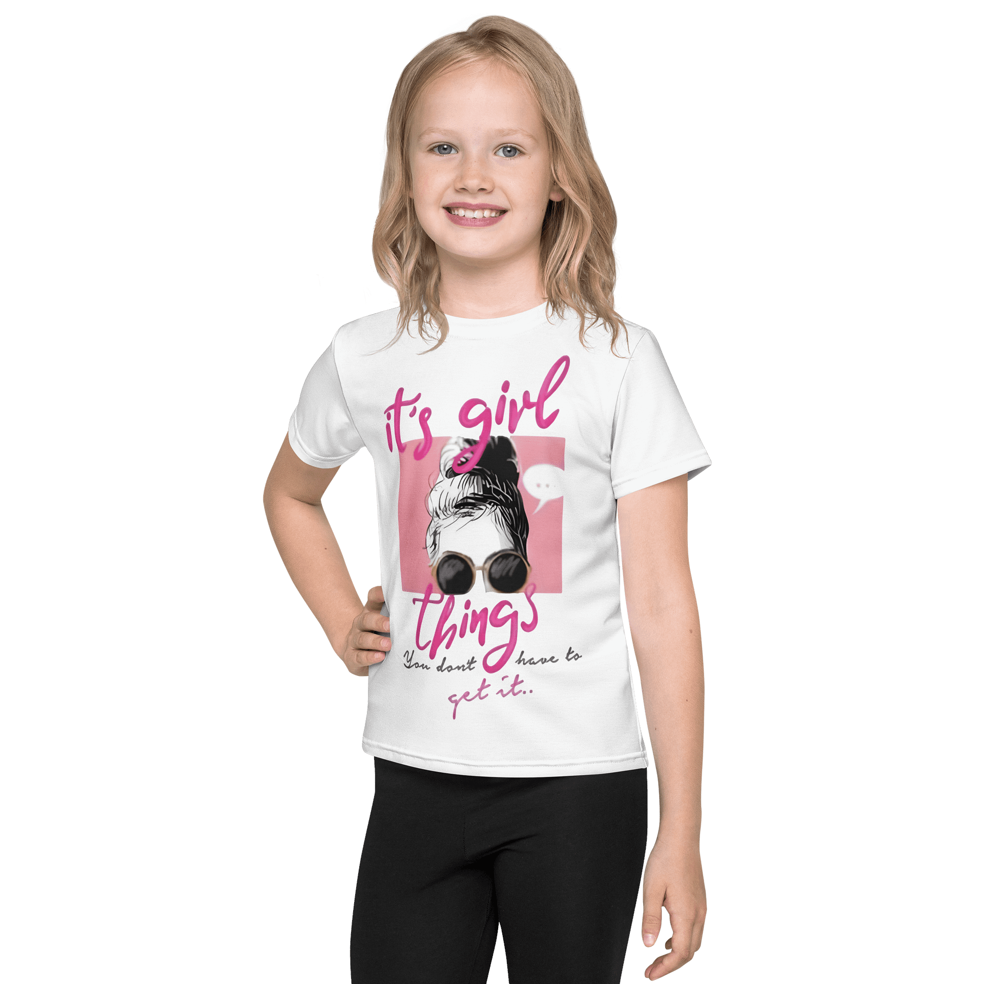 Kids Crew Neck T-Shirt Girl Thing Lettering All-Over Print product image (1)
