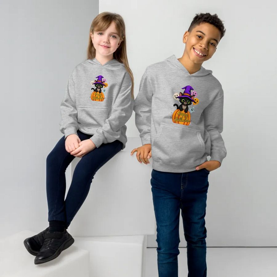 Witchy Sitting Pumpkin Cat Youth Pullover Fleece product image (34)