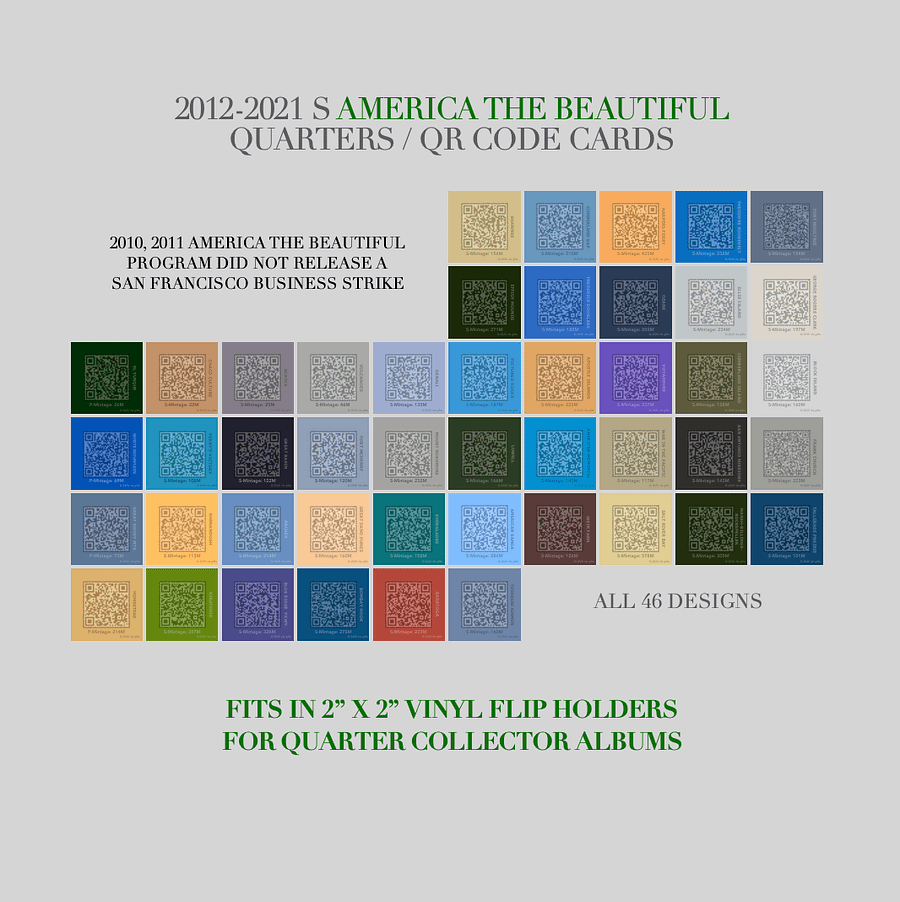 2012-2021 / San Francisco / America the Beautiful Quarters / Printable QR Code Cards product image (1)