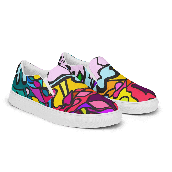 Swirling Symphony Women's Canvas Slip-Ons - Wave at Sunset product image (2)