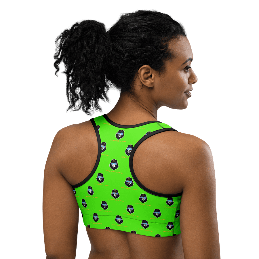Synthsquatch Fitness Bigfoot Monogram Logo All-Over Print Sports Bra (Neon Green) product image (4)
