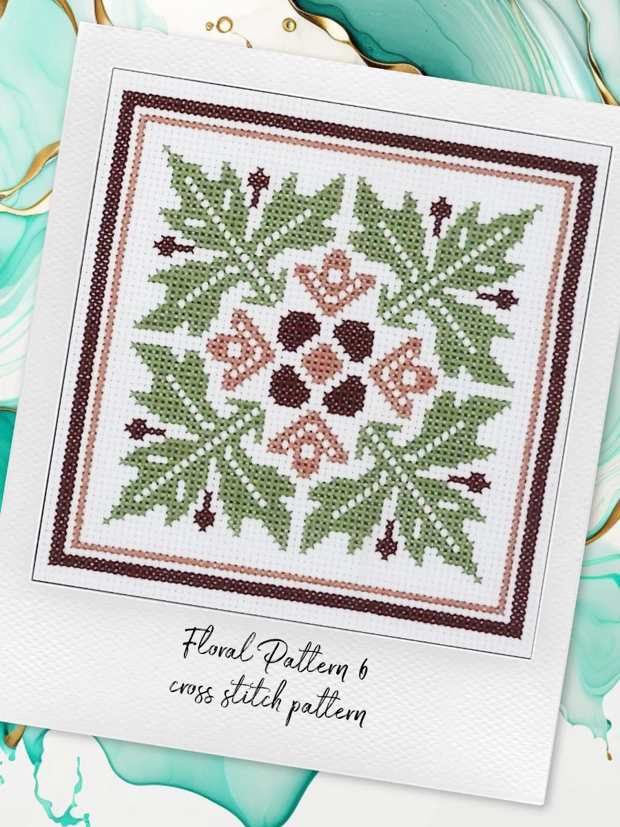 Flowers and Leaves: Abstract Cross Stitch Pattern PDF product image (4)