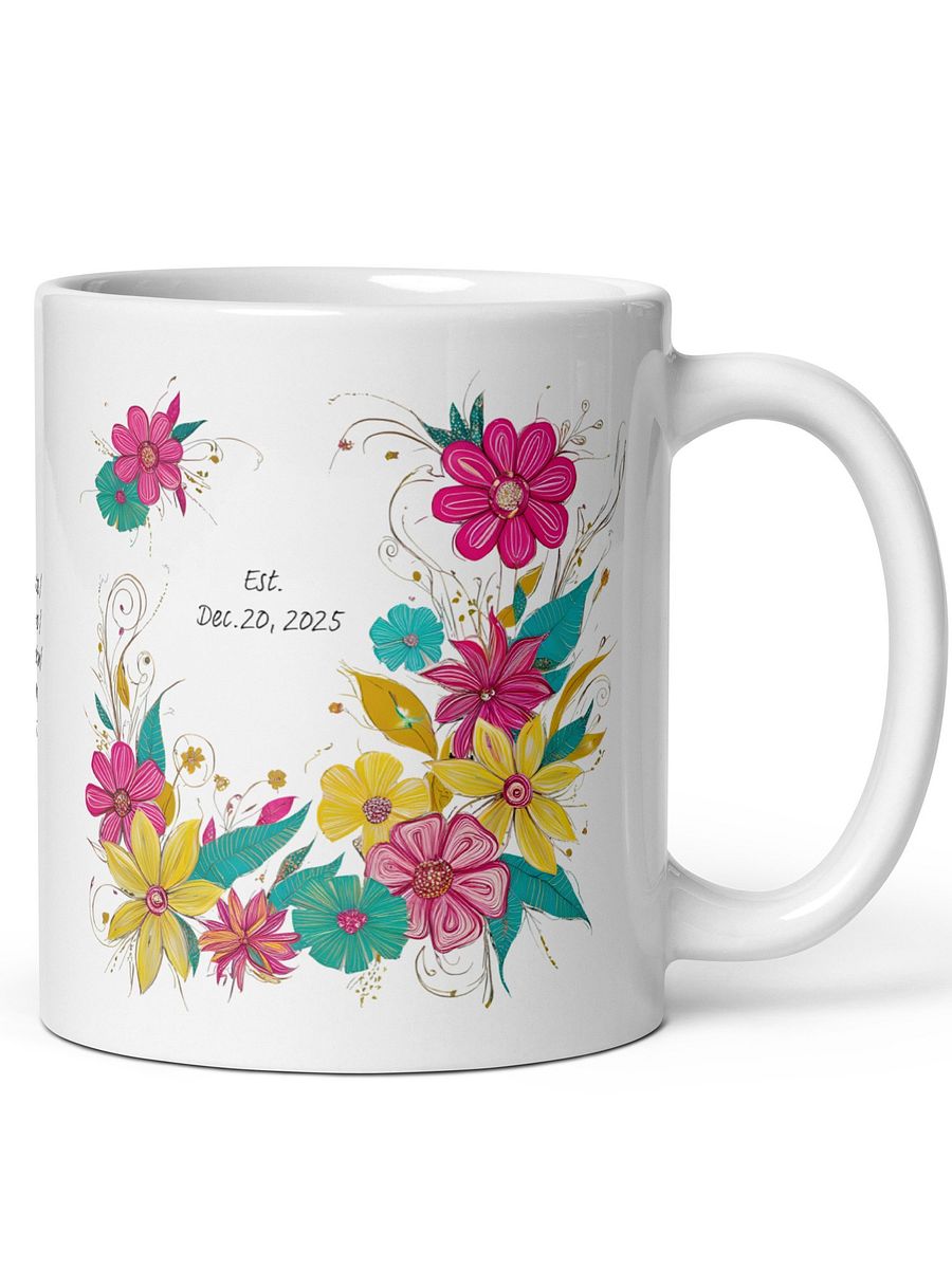 Artsy Boho Flowers White Glossy Mug for Anniversaries, Baby Showers, Engagements product image (4)