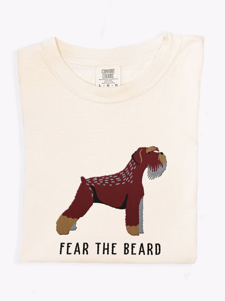 Fear the Beard T-Shirt(Embroidered) of a Schnauzer(Brown) product image (1)