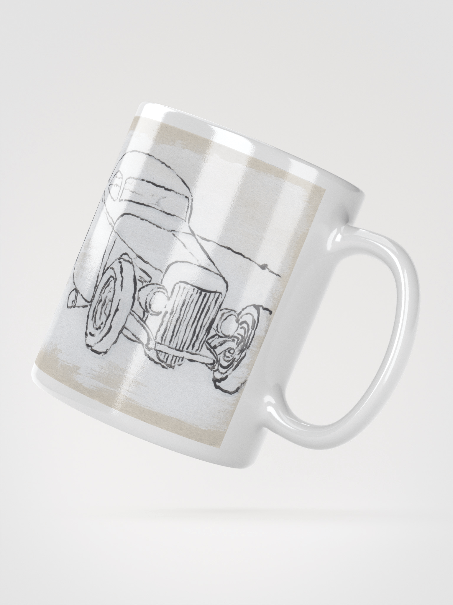 White Cars 3 & 4 on White Glossy Mug product image (2)