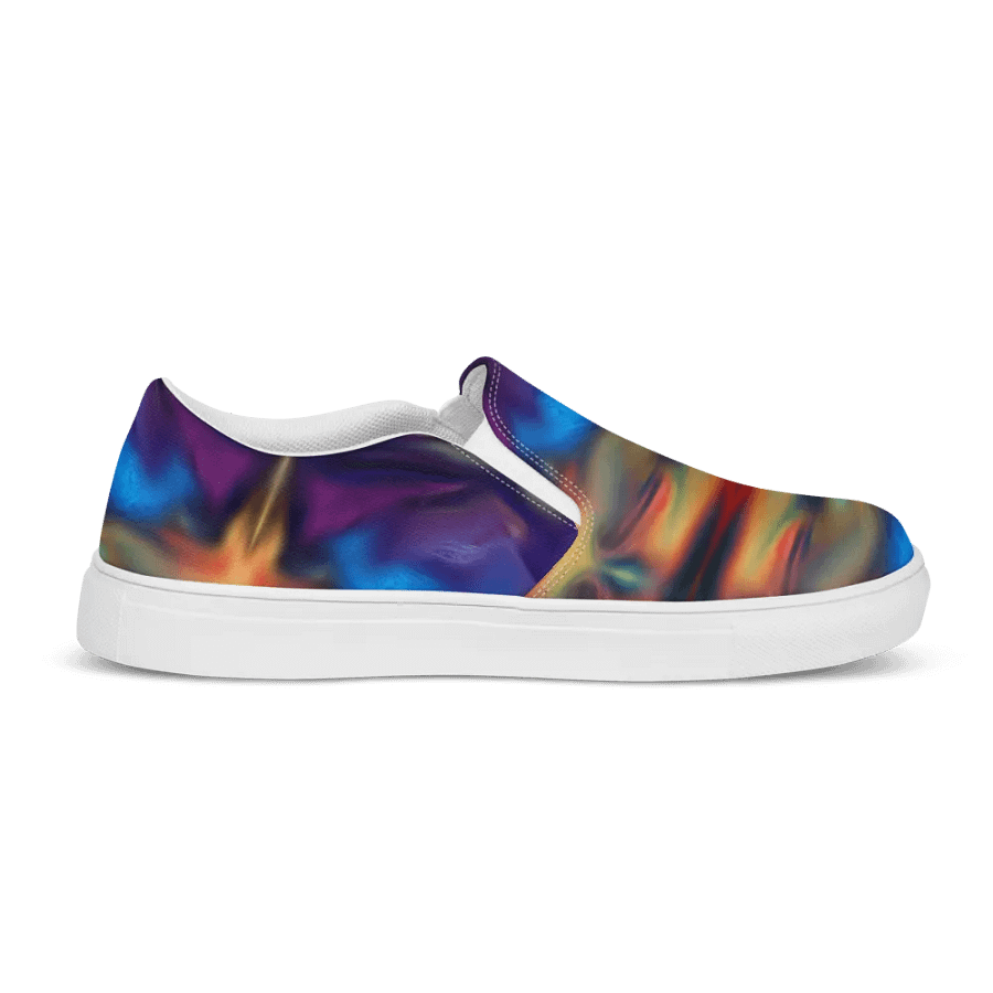 Colorful Pattern Womens Canvas Slip-On Shoes | Rainbow Pattern Shoes product image (7)