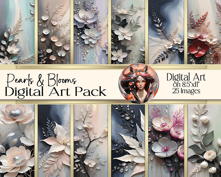 Pearls and Blooms Digital Art Pack product image (1)