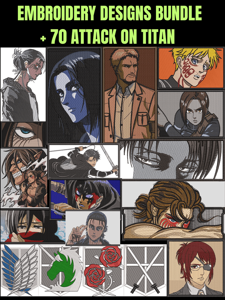 70 Attack on Titan Embroidery Designs Bundle product image (1)