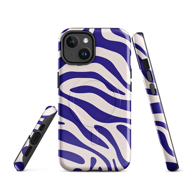 Wavy Lines (Blue and White) MagSafe® Tough Case for iPhone® product image (1)