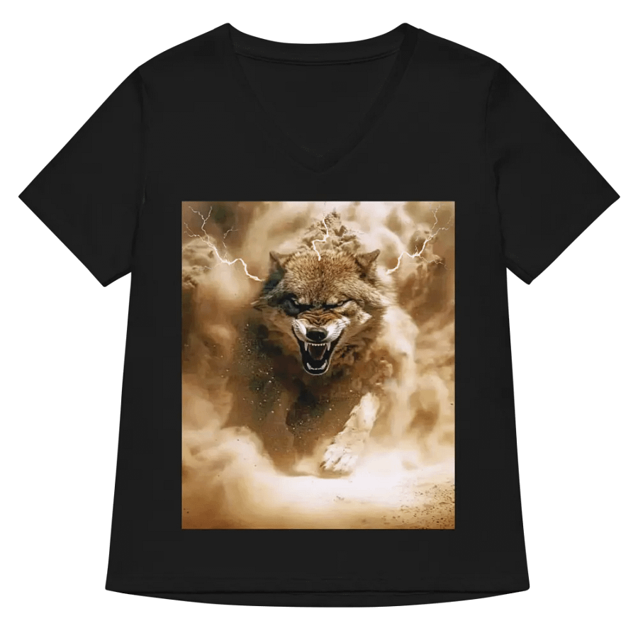 Thunderous Storm Wolf-Women`s V Neck product image (5)
