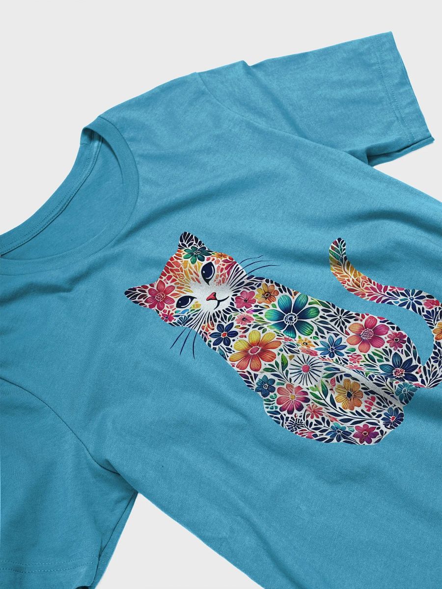 Floral Cat Art T-Shirt - Vibrant and Whimsical Design product image (5)