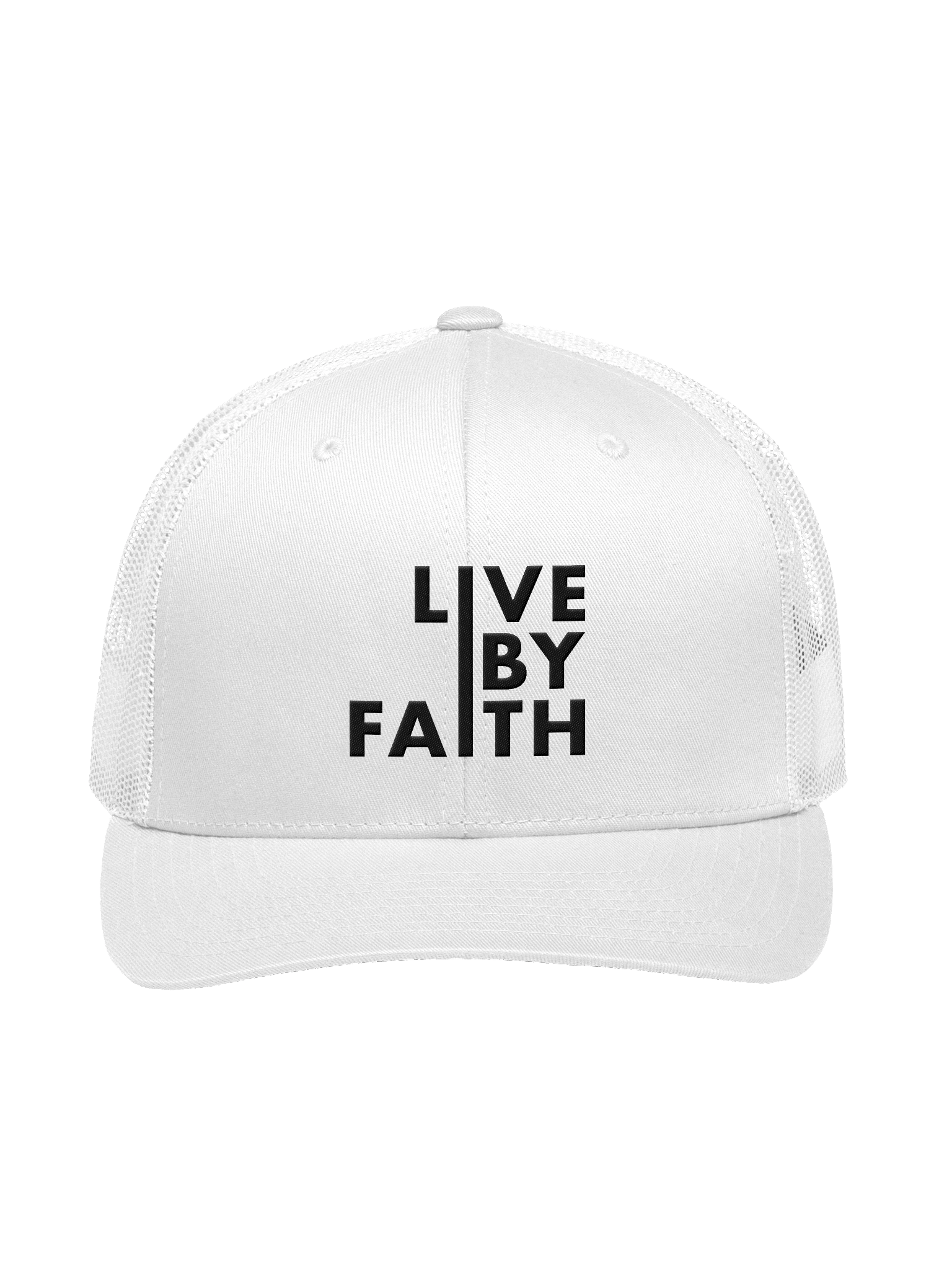Live By Faith • Trucker Cap (Black Embroidery) product image (3)