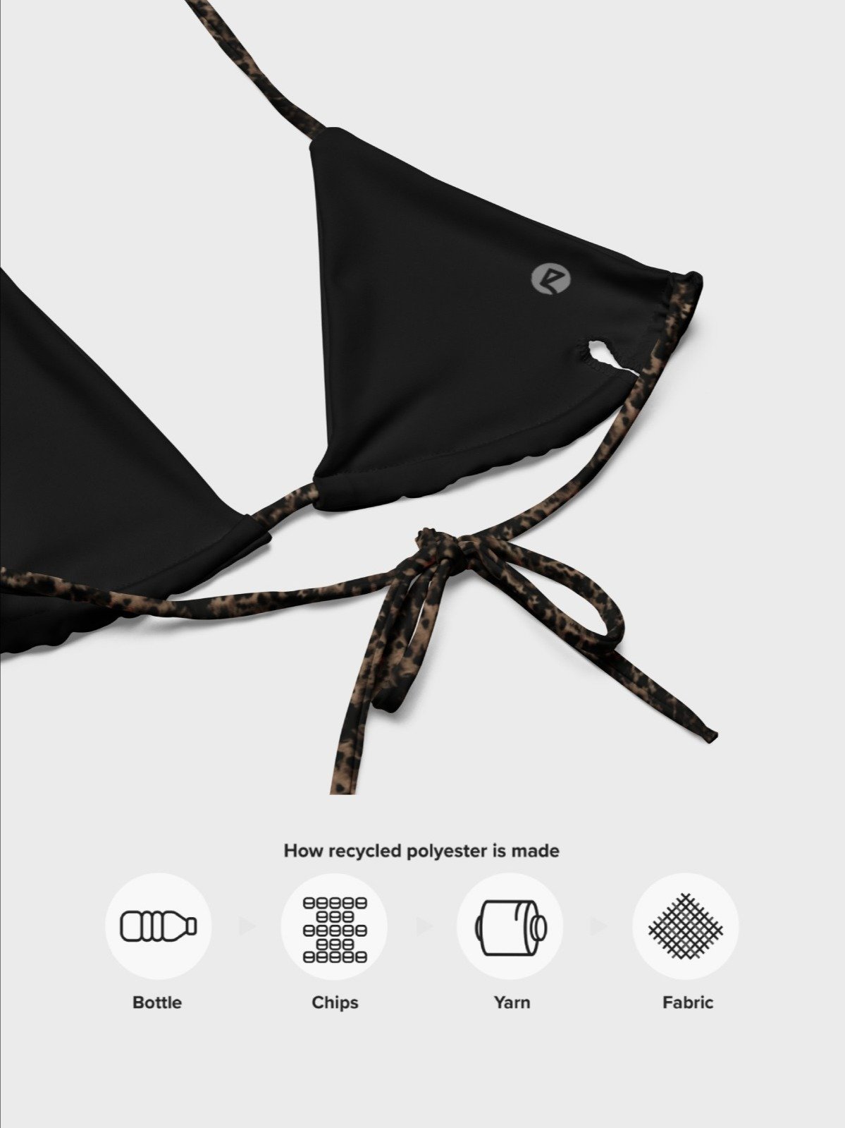 Recycled String Bikini Top "Chic Dark Brown Leopard" product image (8)