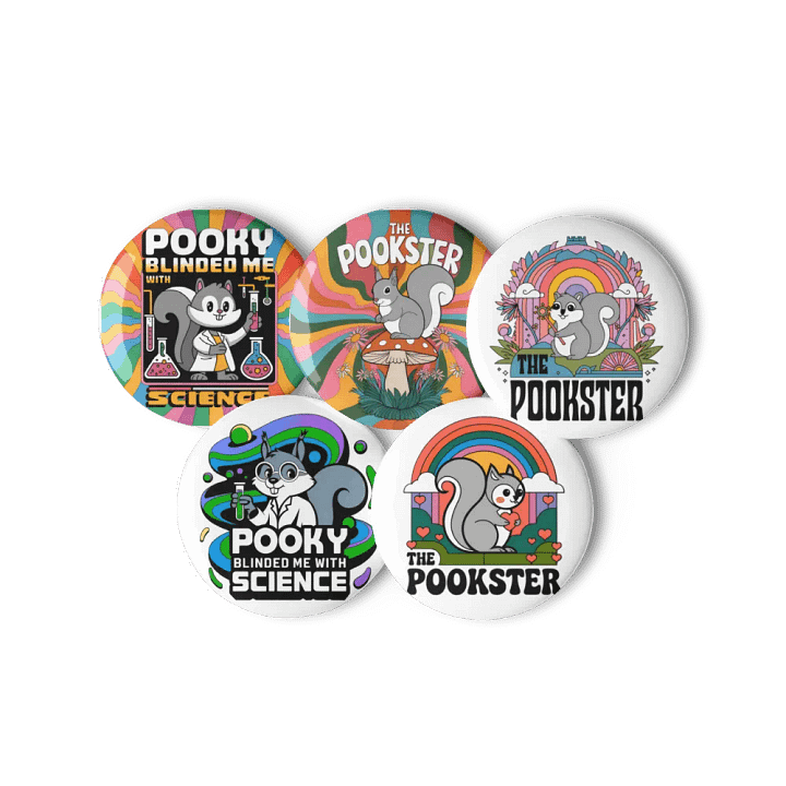 Original Pooky Artwork Buttons: Set of Five -I product image (3)