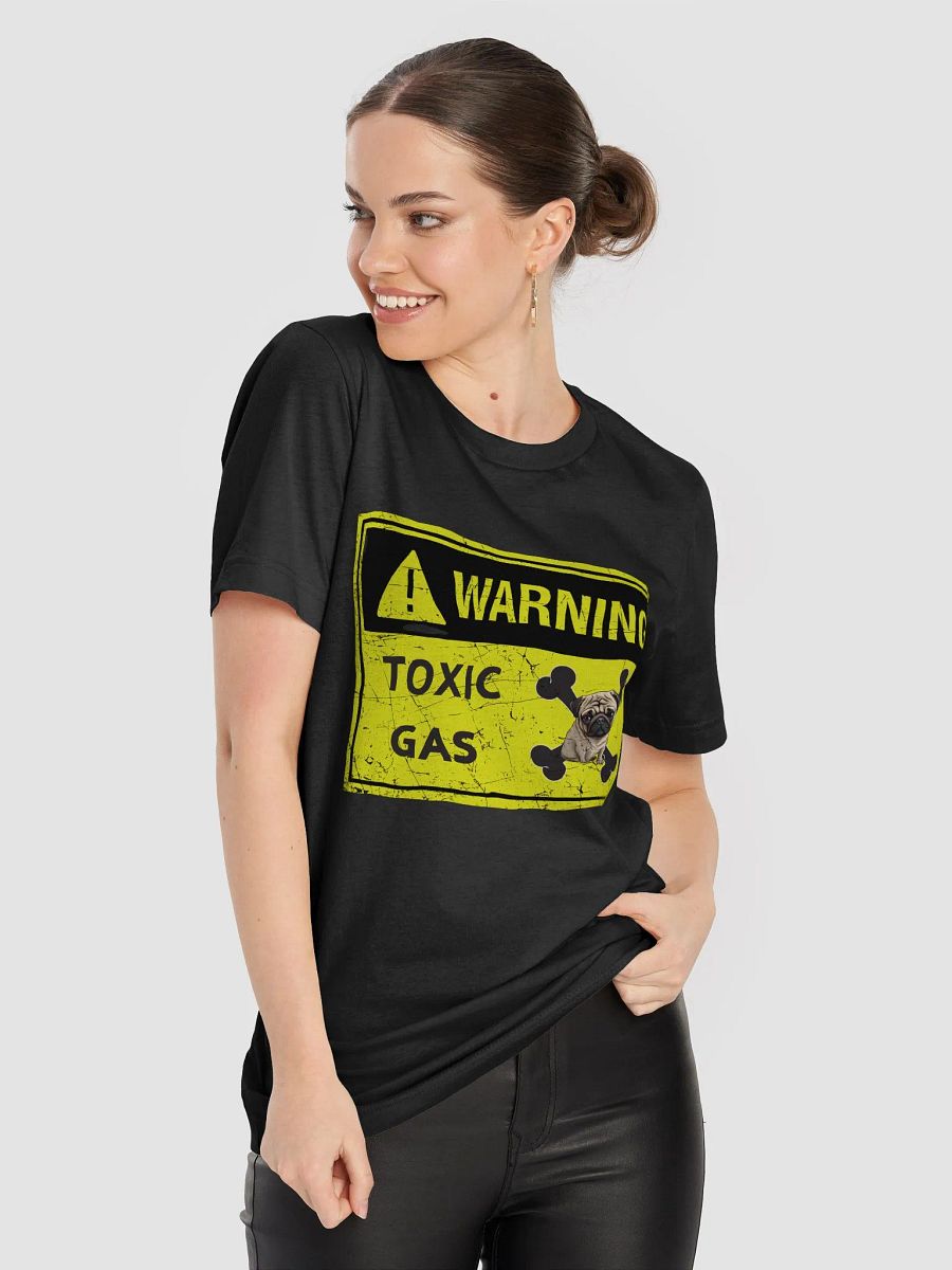 Pug Warning toxic gas, smelly dog fart, hazardous material label, funny pun, cute joke, unisex TShirt product image (6)