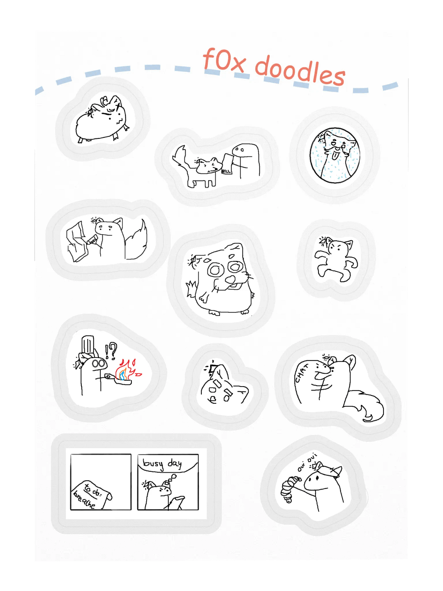 whimsical f0x doodles sticker sheet product image (3)