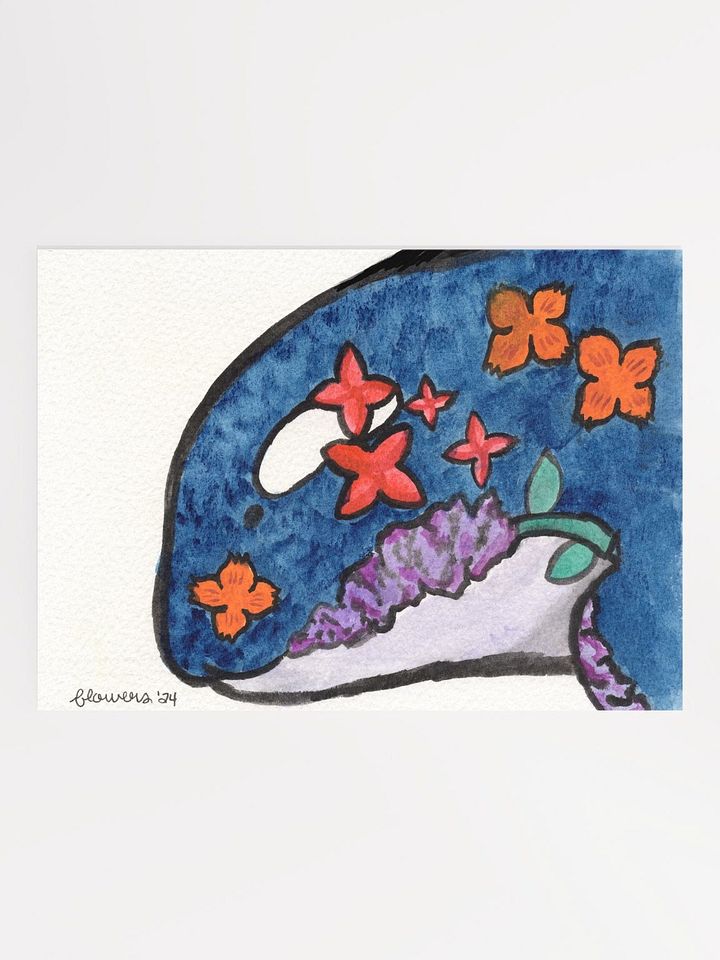 floral orca 04 - watercolour on paper - print product image (1)