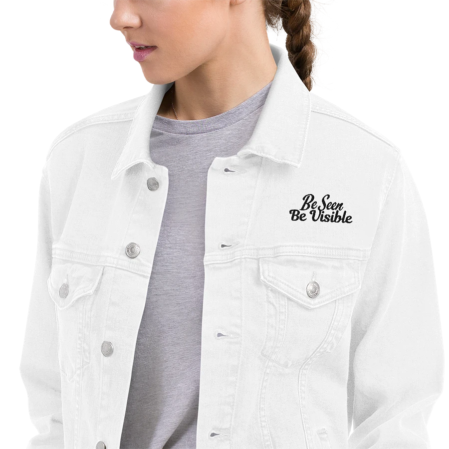 Embroidered Classic White Unisex Denim Jacket product image (3)