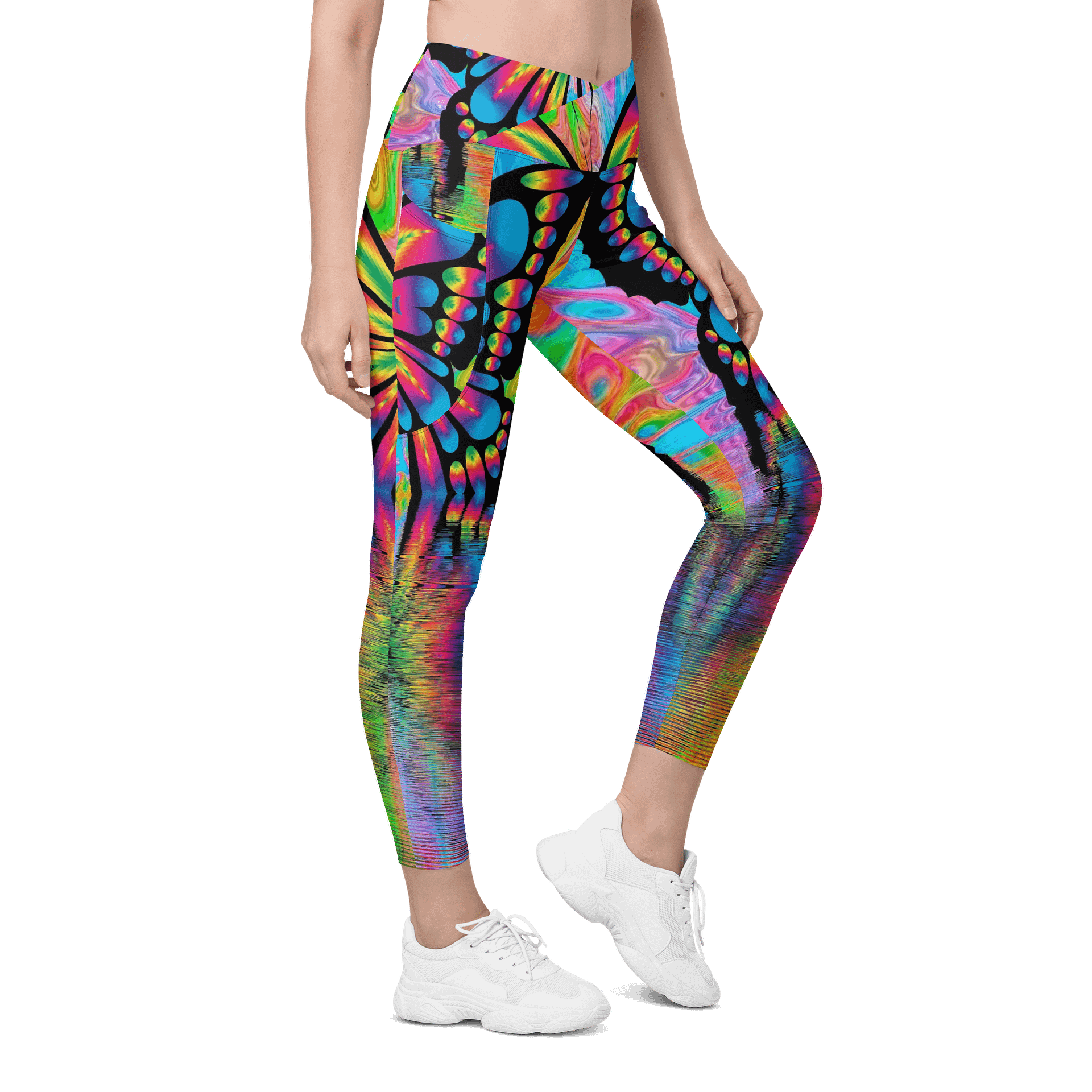 'Butterflies' Crossover Leggings with Pockets product image (5)