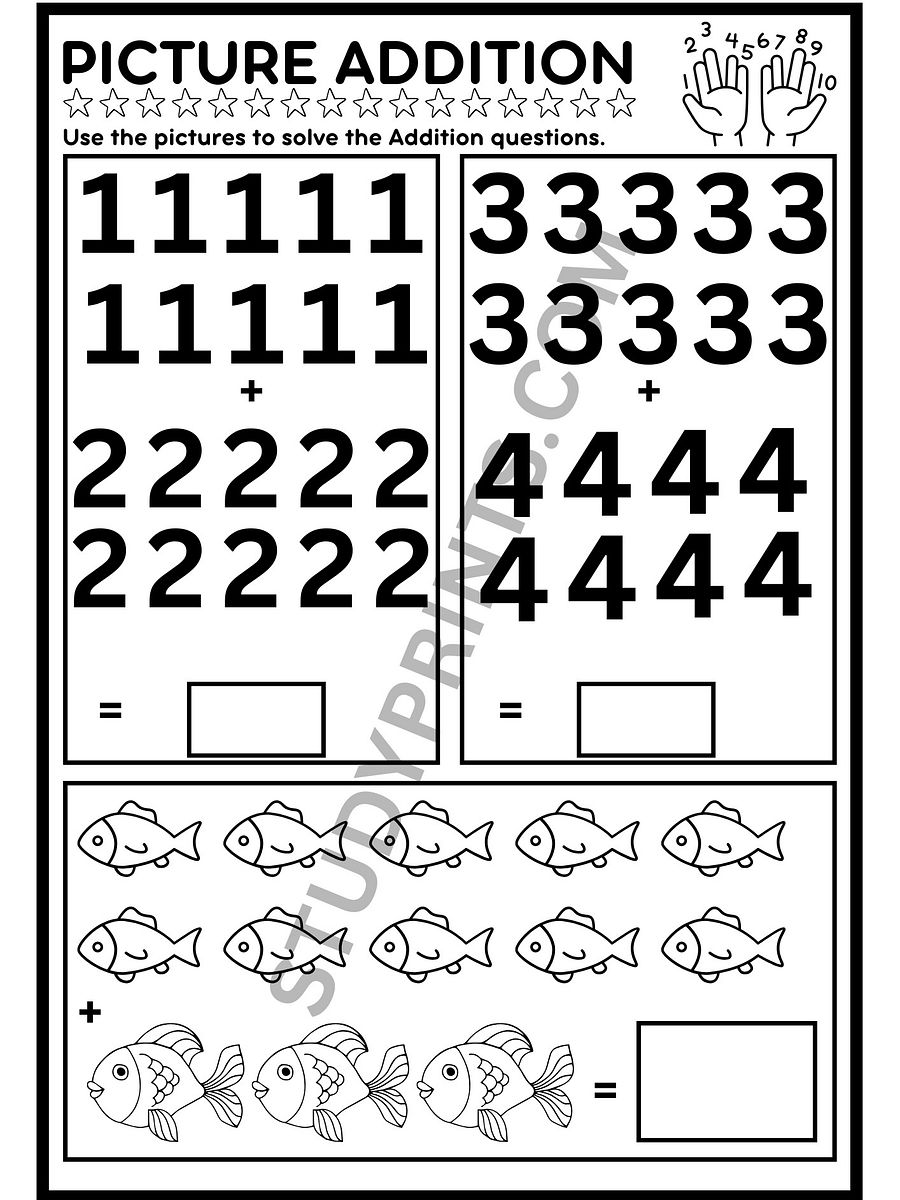 addition and subtraction worksheets for kindergarten with pictures product image (3)