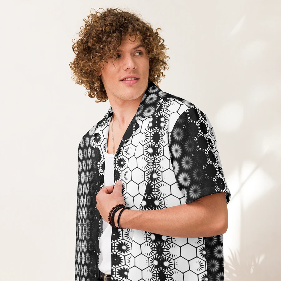 Button Up, Hawaiian Style, Black and White, Shirt product image (3)