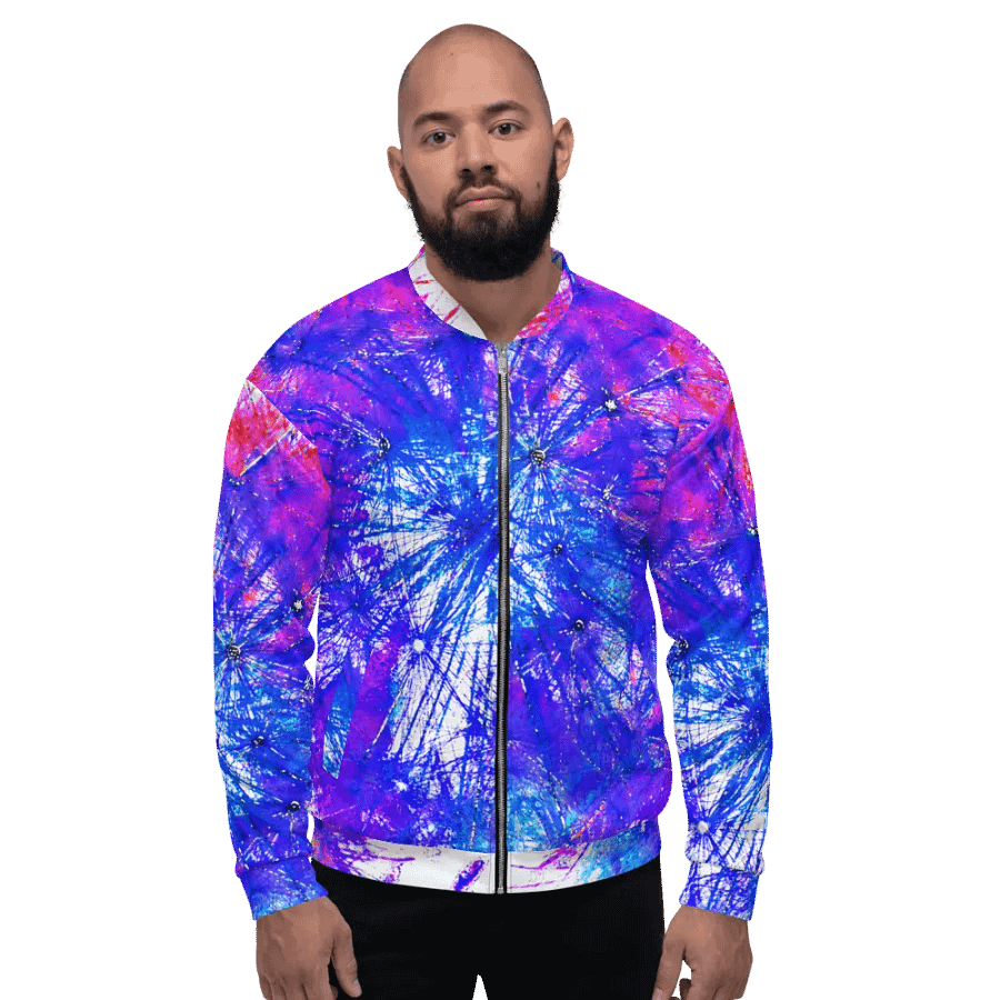 Abstract Bright Neon Dandelion Seeds Unisex Bomber Jacket product image (5)