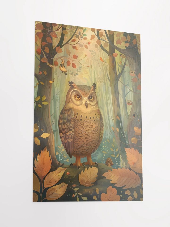 Whimsical owl perched in enchanted forest scenery. product image (2)