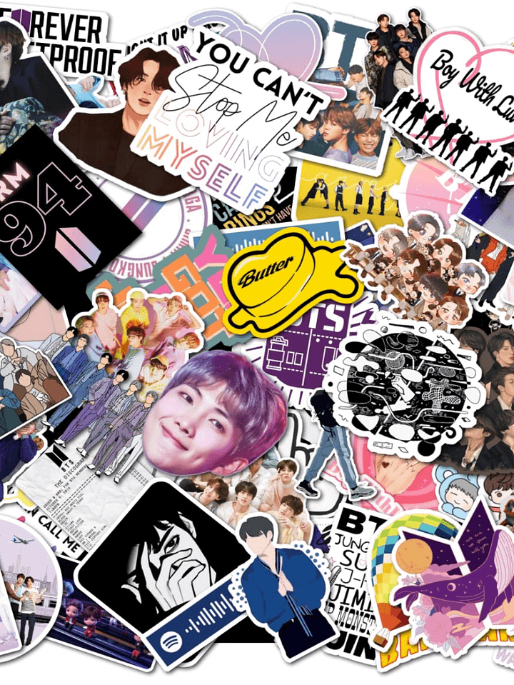 Pack of 60 - BTS Band Vinyl Stickers - Kpop Merch Sticker for Laptop, Journal, Diary, Guitar, Mobile Phone and Scrapbooking - Aesthetic Waterproof Stickers product image (2)