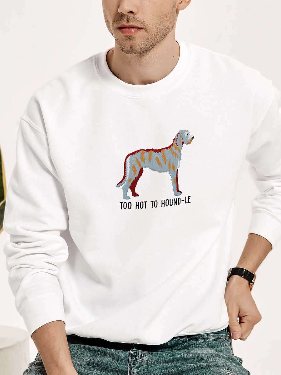 Too Hot to Hound-le Sweatshirt (Embroidered) of an Irish Wolfhound product image (2)