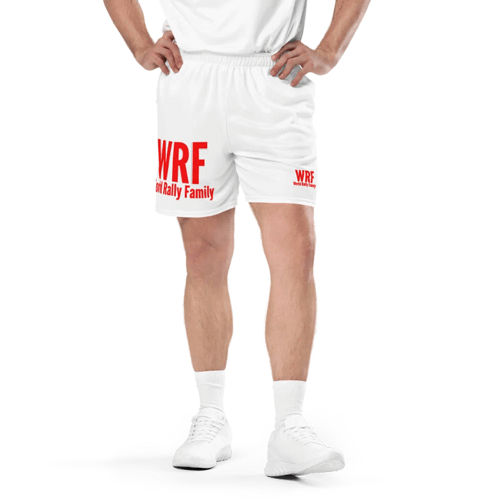 WRF Logo white mesh shorts product image (1)