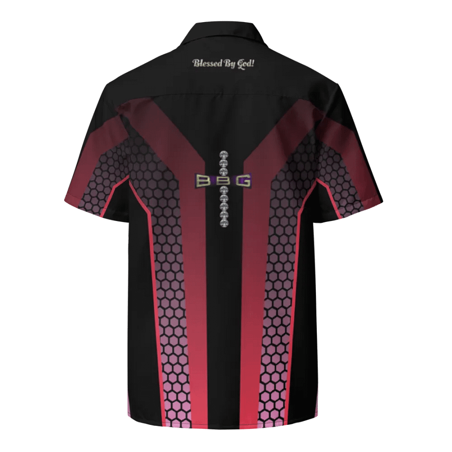 Black and Purple Blessed by God Button-up Shirt-V2 product image (2)
