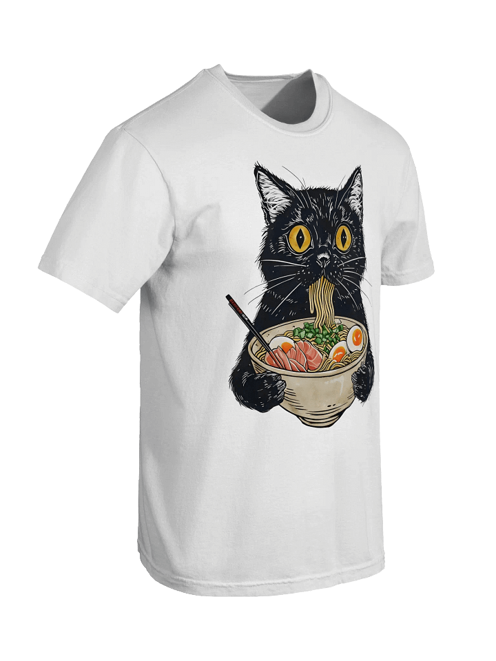 Ramen Eating Black Cat T-Shirt – Relaxed Fit Heavyweight Unisex Cotton T-Shirt product image (8)