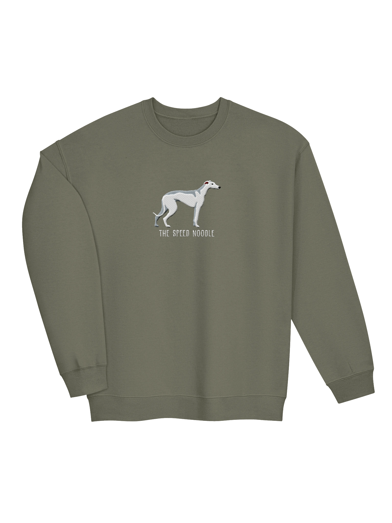 The Speed Noodle Sweatshirt (Embroidered) of an English Greyhound(White) product image (23)