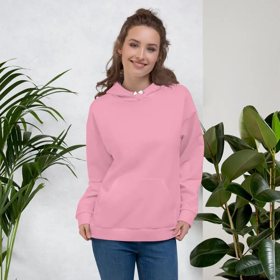 Plain Bubblegum Pink Soft Summer Unisex Recycled Polyester Heavyweight Premium Hoodie by Treasure Pie product image (6)