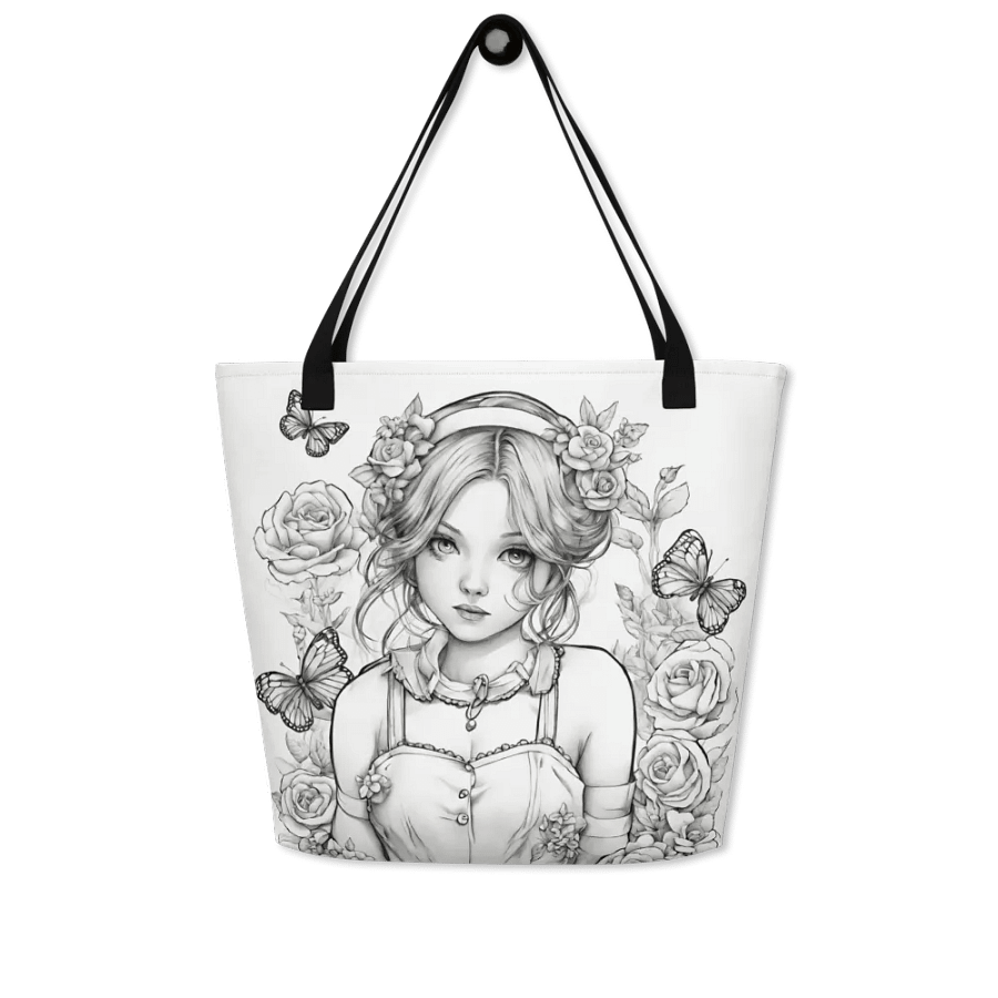 Monochrome Girl, Roses and Butterflies Design Tote Bag product image (7)