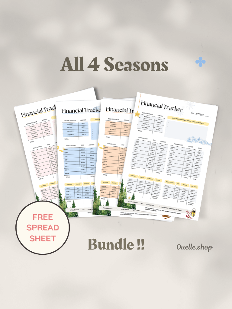 4 𝘚𝘦𝘢𝘴𝘰𝘯𝘴: Budget Planner — Printable & Digital Spreadsheet (PDF & Template) product image (2)